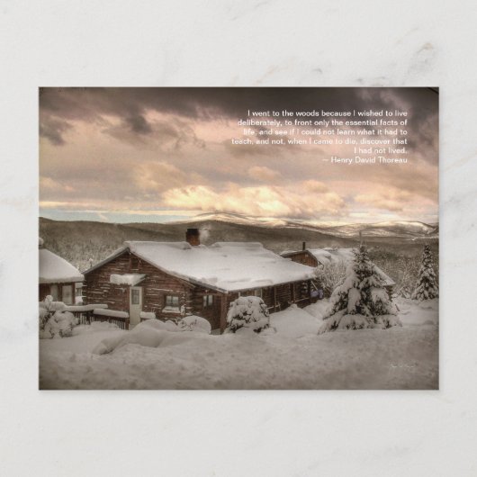 Een Cabin Snug in de bergen: Thoreau Briefkaart (Voorkant)