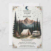 Een Cabine Bos Hout Sky Tree Brand Camping Bruilof Kaart (Voorkant)