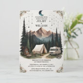 Een Cabine Bos Hout Sky Tree Brand Camping Bruilof Kaart (Staand voorkant)