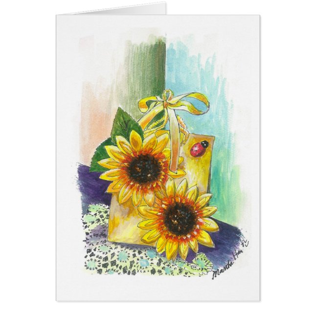 Een cadeau met zonnebloemen (Voorkant)