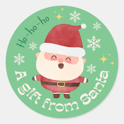 Een cadeau van de Kerstman Cute Kerststicker Ronde Sticker (Voorkant)