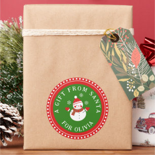 Een cadeau van het Kerst sticker van Santa Cute Sn