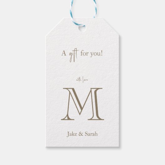 Een cadeau voor jou gouden monogram cadeaulabel (Voorkant)