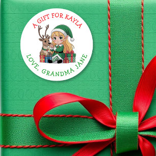 Een cadeau voor jou Naar en van kerstcadeautag Ronde Sticker
