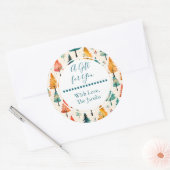 Een cadeau voor jou | Waterverf Pine Trees Christm Ronde Sticker (Envelop)