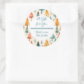 Een cadeau voor jou | Waterverf Pine Trees Christm Ronde Sticker (Tas)
