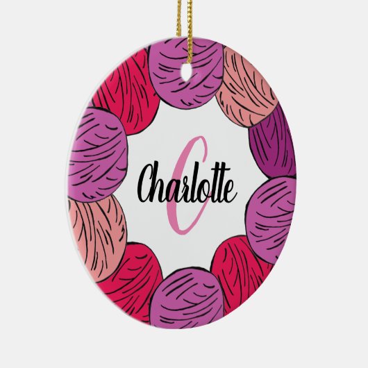 Een cadeau voor paarse en roze wol keramisch ornament (Rechts)