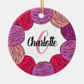 Een cadeau voor paarse en roze wol keramisch ornament (Voorkant)