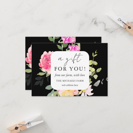 Een cadeau voor u Boerderij Floral Cadeaubon (Voorkant / Achterkant in situ)