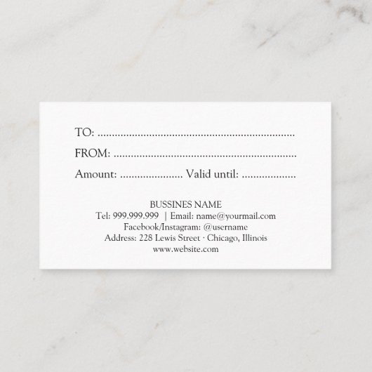 Een cadeau voor u Pink Blush Folie Cadeaubon Visitekaartje (Achterkant)