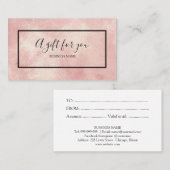 Een cadeau voor u Pink Blush Folie Cadeaubon Visitekaartje (Voorkant / Achterkant)