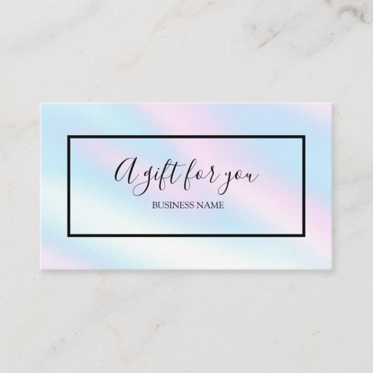 Een cadeau voor uw chique holografische cadeaubon visitekaartje (Voorkant)
