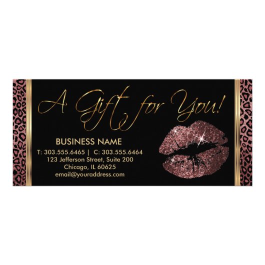 Een cadeaubon donk Roos lipstick 💋 Business 3 Reclamekaart (Voorkant)