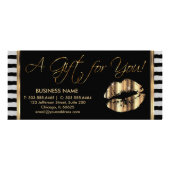 Een cadeaubon  goud 💋 Lips Reclamekaart (Voorkant)