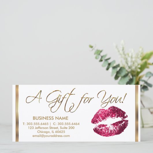 Een cadeaubon Hot Pink lipstick Business 2 (Staand voorkant)