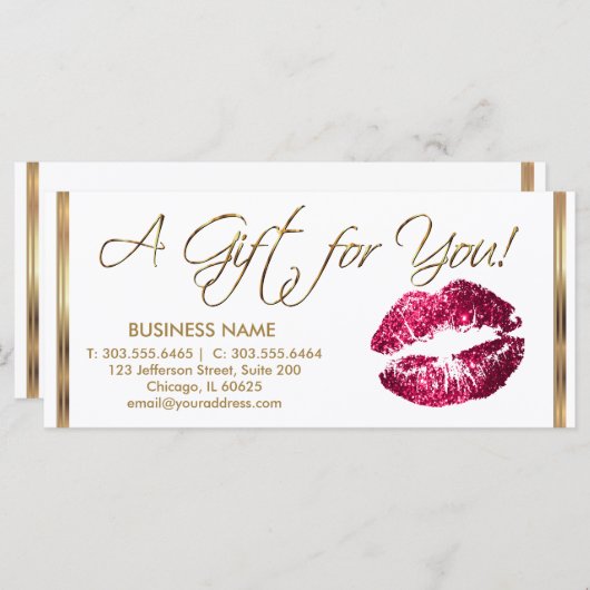 Een cadeaubon Hot Pink lipstick Business 2 (Voorkant / Achterkant)