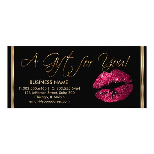 Een cadeaubon hot-roze 💋 lipstick reclamekaart (Voorkant)