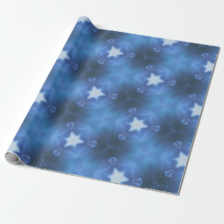 Een cadeaubon met blauwe ster, pakpapier