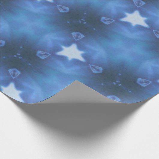 Een cadeaubon met blauwe ster, pakpapier (Hoek)