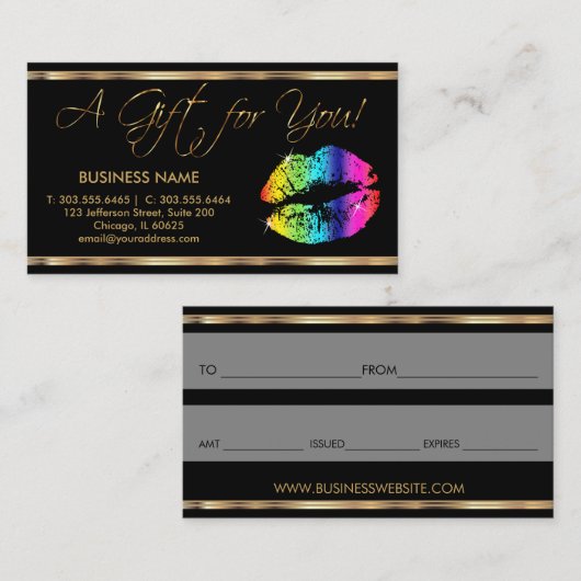 Een cadeaubon Rainbow Lipstick Business Kortingskaartje (Voorkant / Achterkant)