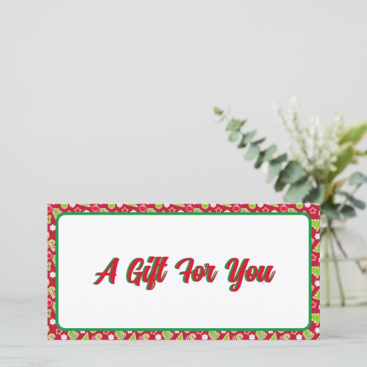 Een cadeaubon voor kerstcadeaus die u kunt bewerke (Staand voorkant)