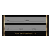 Een cadeaubon - zwart en goud reclamekaart (Achterkant)