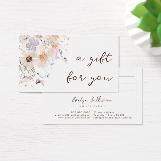 Een cadeaukaart voor gedroogde bloemen visitekaartje (Bureau)