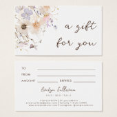 Een cadeaukaart voor gedroogde bloemen visitekaartje (Voorkant /achterkant)