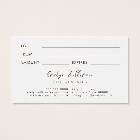 Een cadeaukaart voor gedroogde bloemen visitekaartje (Achterkant)