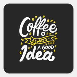 Een cadeaukoffie op de geboorte is altijd een goed vierkante sticker