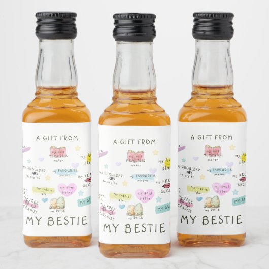Een cadeautje van mijn bestie likeurfles etiket (Flessen)