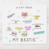 Een cadeautje van mijn bestie sparkling wijnetiket (Enkel label)