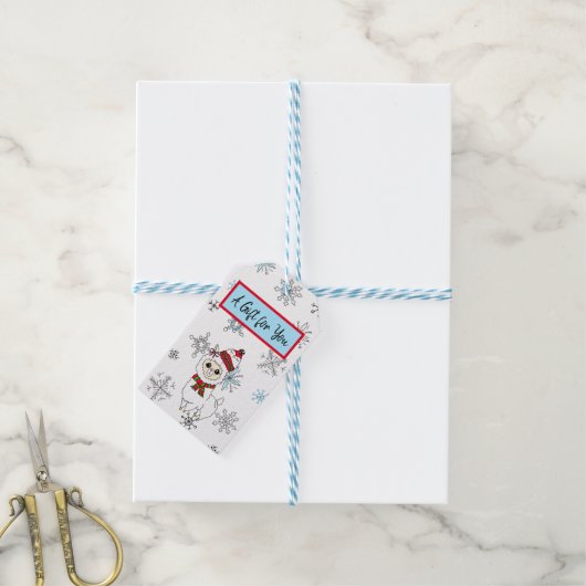 Een cadeautje voor je, Llama en Snowflakes kerst Cadeaulabel (Met Touw)