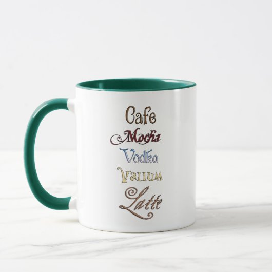 Eén Cafe Mocha Vodka Valium Latte alstublieft Mok (Links)