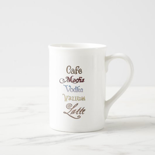 Eén Cafe Mocha Vodka Valium Latte alstublieft Porselein Kop (Rechts)