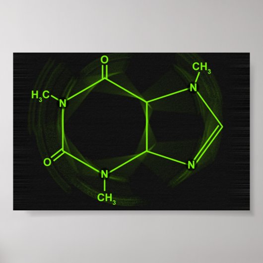 Een cafeïne Molecule Poster (Voorkant)