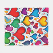 Een caleidoscoop van kleurrijke harten fleece deken (Voorkant (Horizontaal))