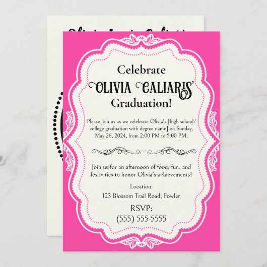 Een caleidoscoop van Viering: BarbiePink Kaart (Voorkant / Achterkant)