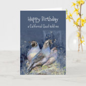 Een Californische kwartel persoonlijkheid Verjaard Kaart (Gele Bloem)