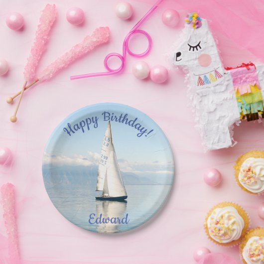 Een Calm Mirror-achtige baai van Zee Papieren Bordje (Feest)