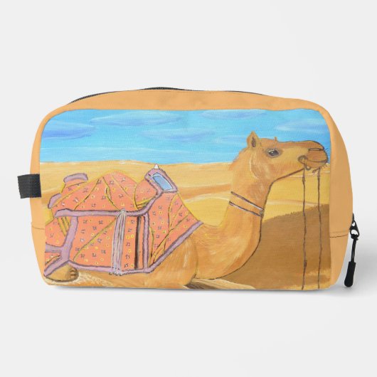 Een camel toilettas toilettasje (Voorkant)
