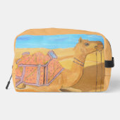 Een camel toilettas toilettasje (Achterkant)