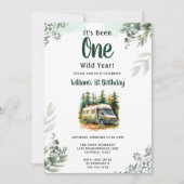 Een Camper Mountain Forest 1e verjaardag Kaart (Voorkant)