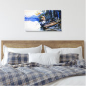 Een camping aan het meer door Charles M. Russell Canvas Afdruk (Insitu (Slaapkamer))