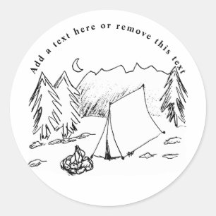 Een Camping Scene Sketch Ronde Sticker