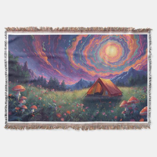 Een camping scene throw deken (Voorkant)