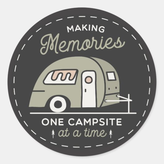 Eén camping tegelijk ronde sticker (Voorkant)