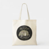 Eén camping tegelijk tote bag (Achterkant)