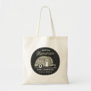 Eén camping tegelijk tote bag
