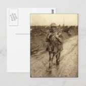 Een Canadese Tommy soldaat die in modder terugkwam Briefkaart (Voorkant / Achterkant)